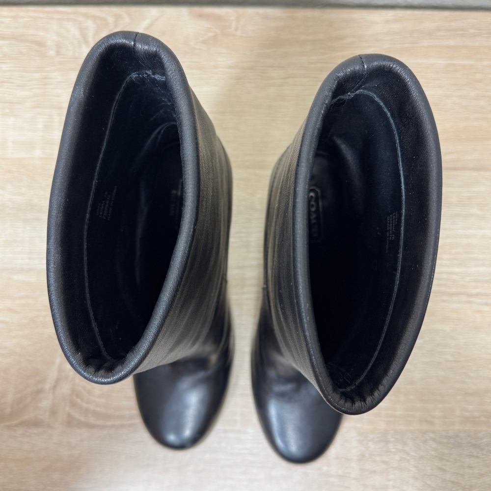 Coach Legra Heeled Boots 7 Tassel Foldover Leather Biker Club Streetwear Luxury - Picture 6 of 10